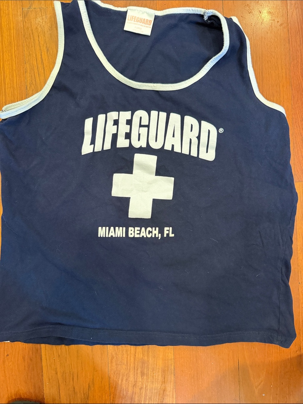 LIFEGUARD DESIGNED IN Brooklyn, Miami Beach, Tank Top - Navy/White, Vintage XL